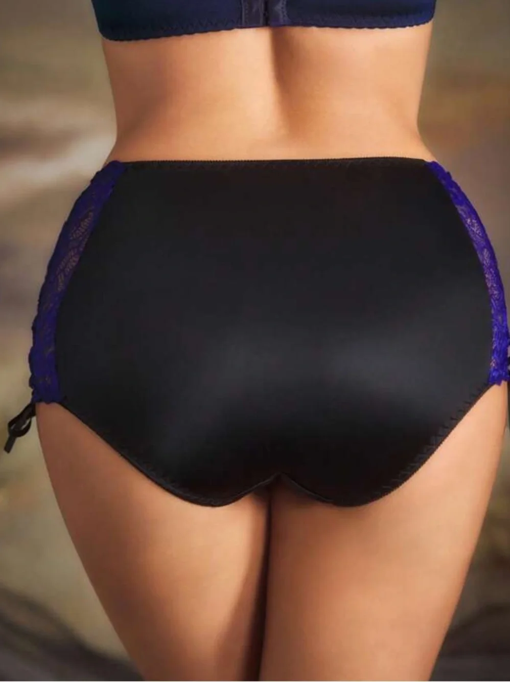 Lace Side-Corset Boyshort Panty in Royal Blue